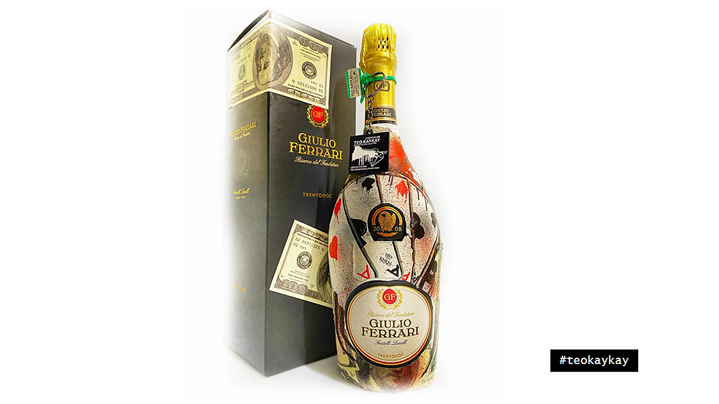 Spirito Italiano Signorvino vende online 30 bottiglie Giulio Ferrari decorate da Teo KayKay