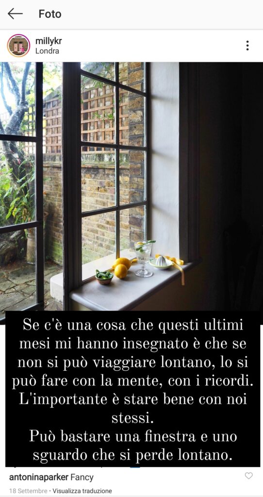 Spirito Italiano colpo d'occhio foto Sandra Panerai su Instagram
