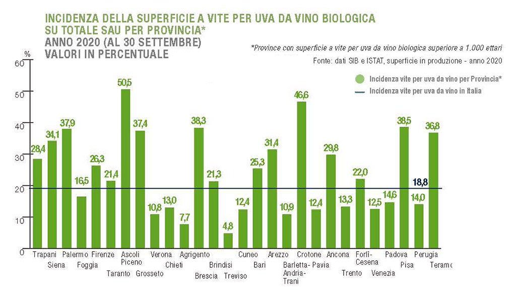 Spirito Italiano vino biologico italia dati ismea agricoltura