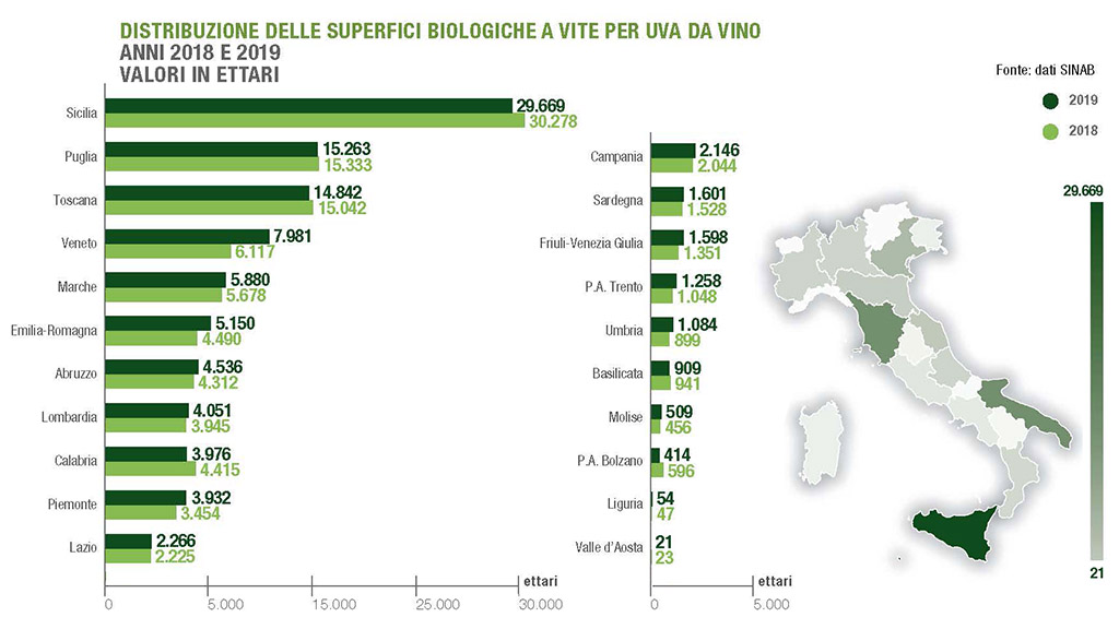 Spirito Italiano vino biologico italia dati ismea agricoltura