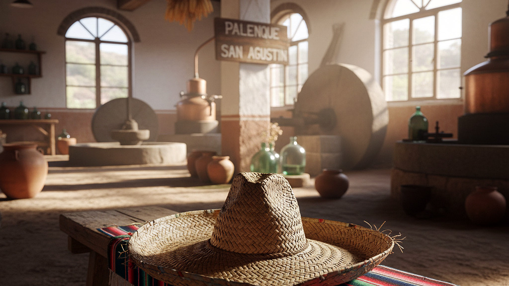 Spirito Italiano mezcal,distillazione PAlenque - AI Gen - Spirito Italiano