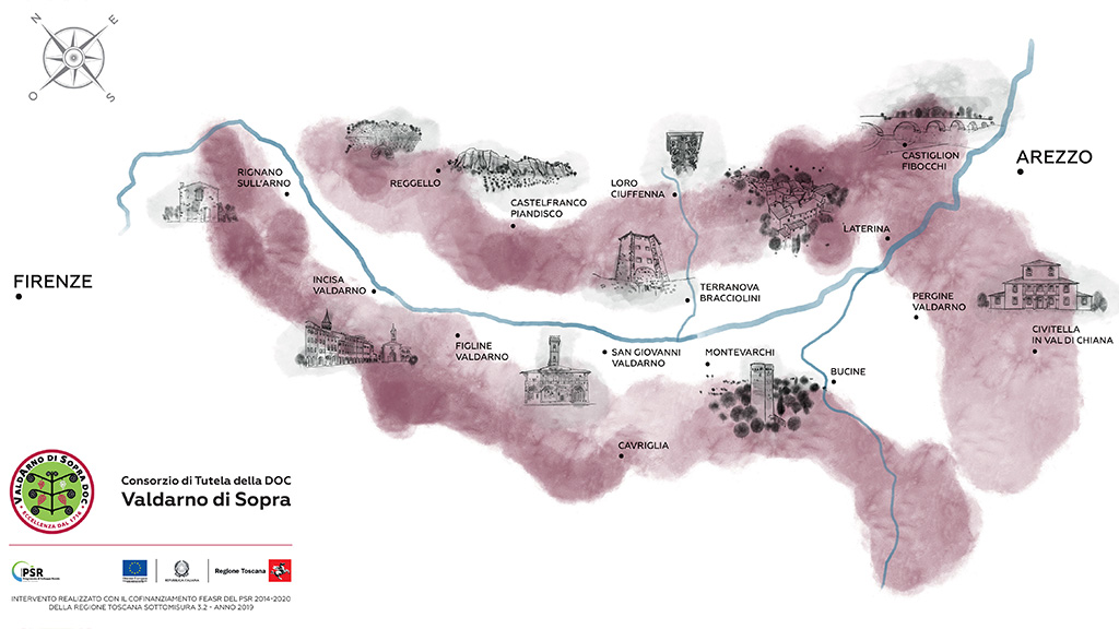 Spirito Italiano valdarno,day Valdarno di Sopra DOC Mappa